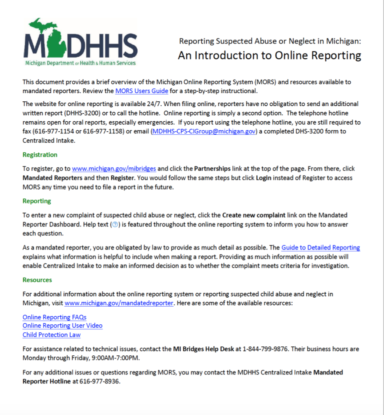 Michigan Department Of Health And Human Services Releases Introduction